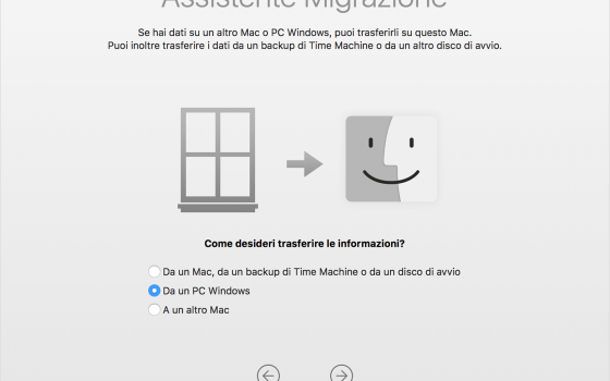 Come passare da Windows a Mac con assistente migrazione