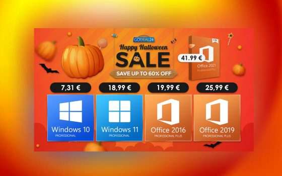 Halloween, saldi GoDeal24: Win10 Pro 7,31€, software -60%