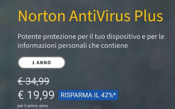 Norton AntiVirus Plus: ora a 19,99€ all'anno!