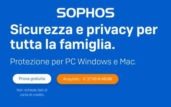 Sophos: sicurezza per la famiglia con sconto 25%