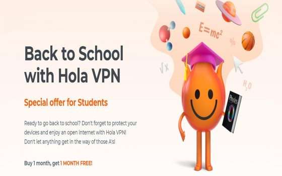 Hola VPN: 1 mese gratis con l'acquisto del piano mensile