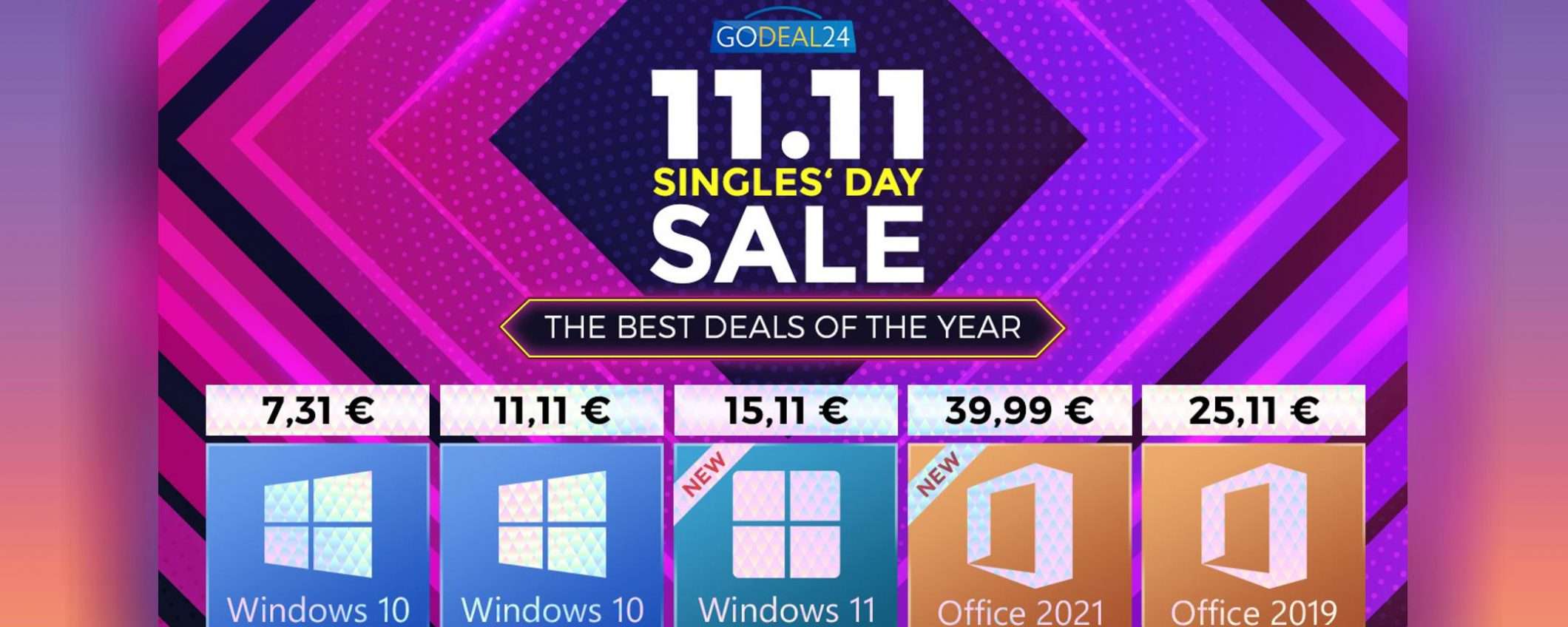 Windows 10 a 5,55€, saldi 11.11 (giorno dei single) GoDeal24