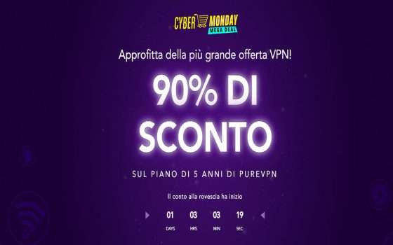 PureVPN: sconto 90% Cyber Monday, 0,92 Euro al mese!