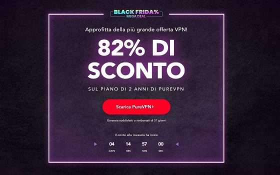 PureVPN: disponibile sconto Black Friday dell'82%