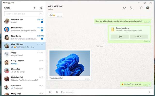 WhatsApp Beta: l'interfaccia della nuova app UWP per Windows