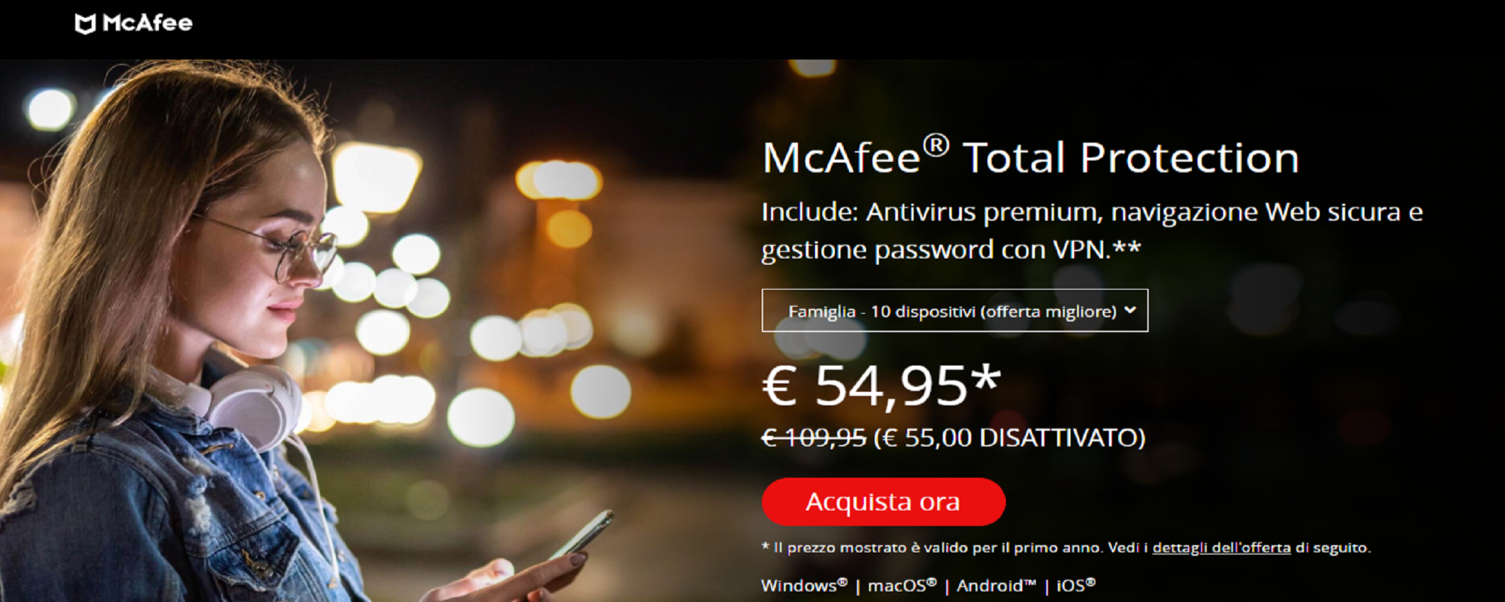 McAfee antivirus Total Protection family a €54,95!