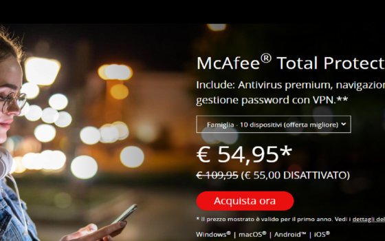 McAfee antivirus Total Protection family a €54,95!