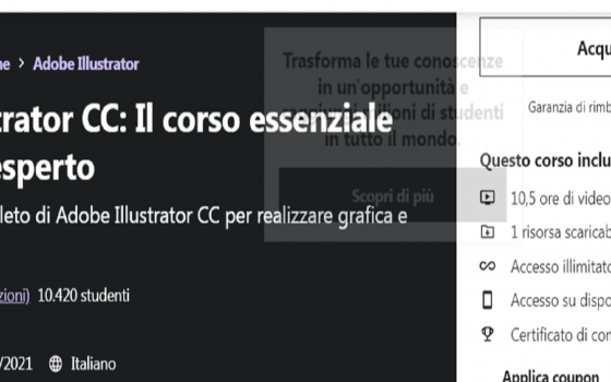 Corso Udemy Adobe Illustrator: impara a soli 11,99