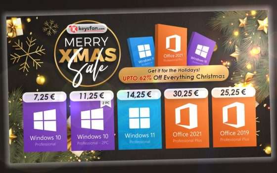 Saldi di Natale: Windows 10 Pro 7,25€ e Office 2021 Pro 15€