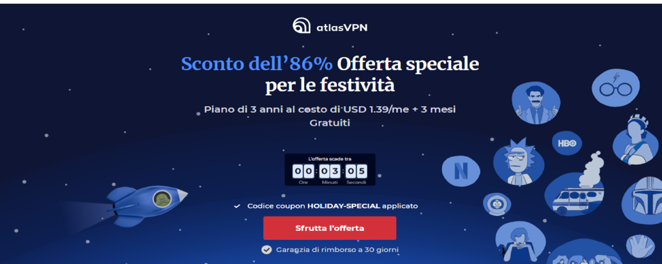 Atlas VPN: sconto dell’86% per le festività!