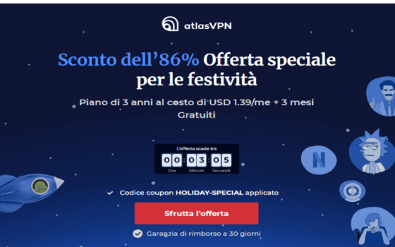 Atlas VPN: sconto dell’86% per le festività!