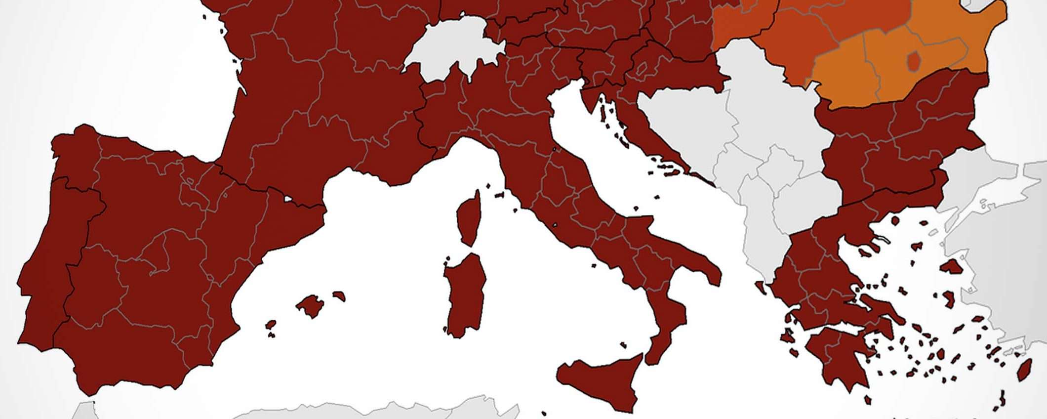 L'Italia è tutta rossa nella nuova mappa dell'ECDC