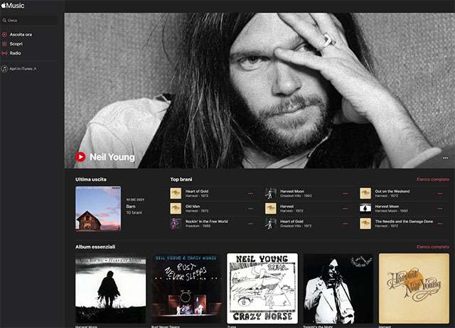 Il catalogo di Neil Young in streaming su Apple Music