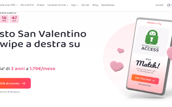 San Valentino: regala Private Internet Access 3+3