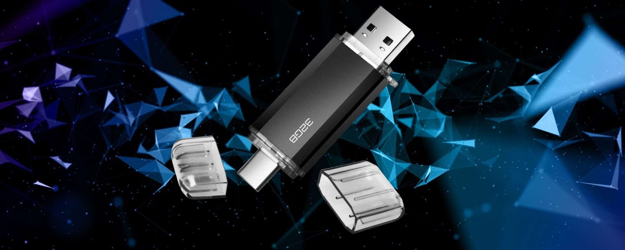 Da CAPOGIRO questa chiavetta USB 2 in 1, 32 GB a soli 7€