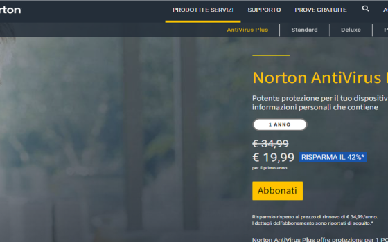 Norton AntiVirus Plus scontato del 42% su Pc o Mac