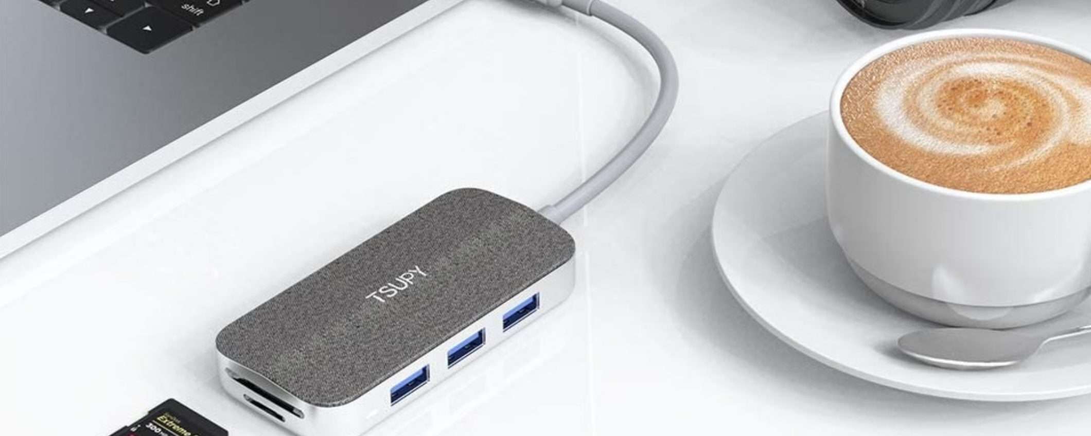 Estetica e connettività in un formato compatto con questo HUB USB-C