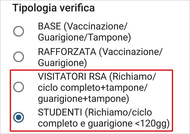 VerificaC19: la tipologia di verifica per visitatori RSA e studenti