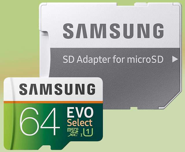 La scheda microSD 64 GB della linea Samsung EVO Select con adattatore SD