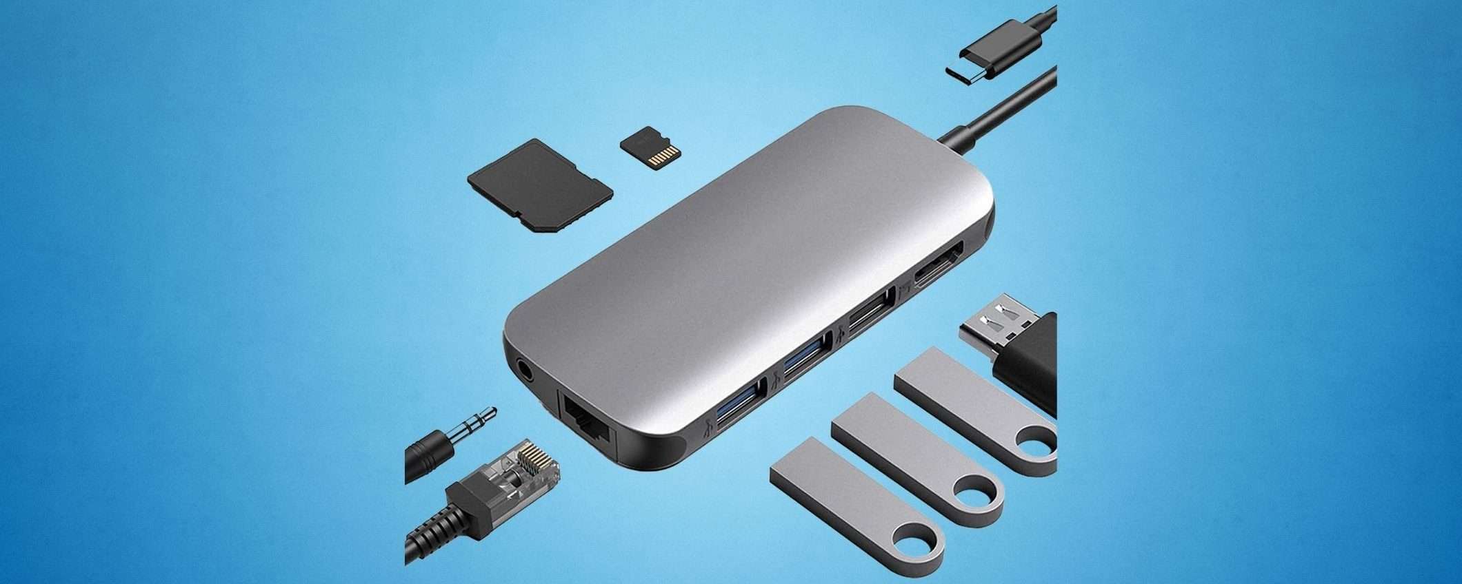 Questo Hub USB-C 9-in-1 è veramente completo di tutto: ora in sconto