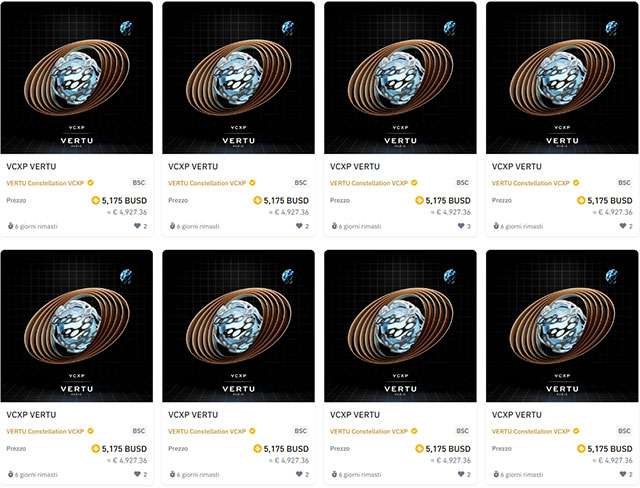 Gli NFT della serie VERTU Constellation VCXP in vendita sul marketplace di Binance