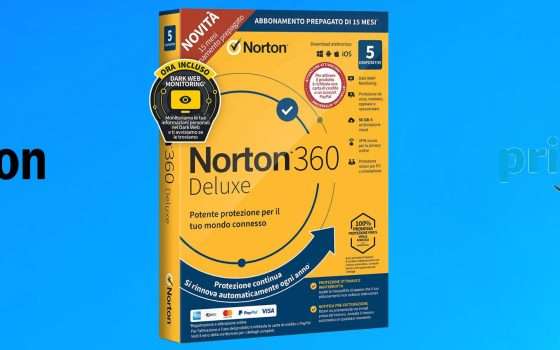 Norton 360 Deluxe: 5 licenze per 15 mesi a soli 15€