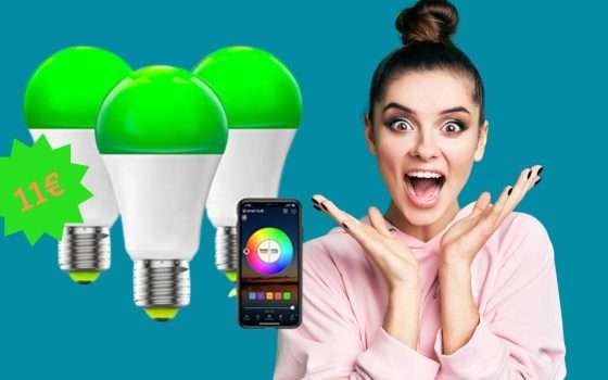 3 lampadine smart WiFi a soli 11€ con coupon Amazon e codice segreto