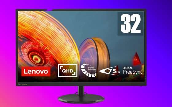 Questo monitor Lenovo da 32 pollici QHD lo paghi meno di 200 euro