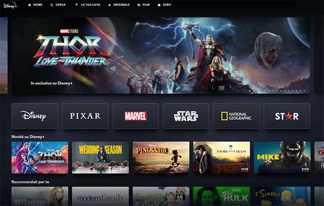 Lo streaming dei contenuti su Disney+