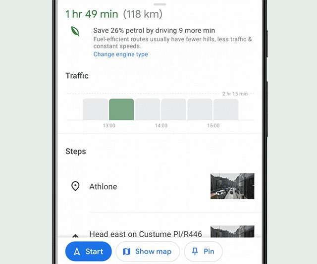 Google Maps segnala la strada che fa consumare meno carburante