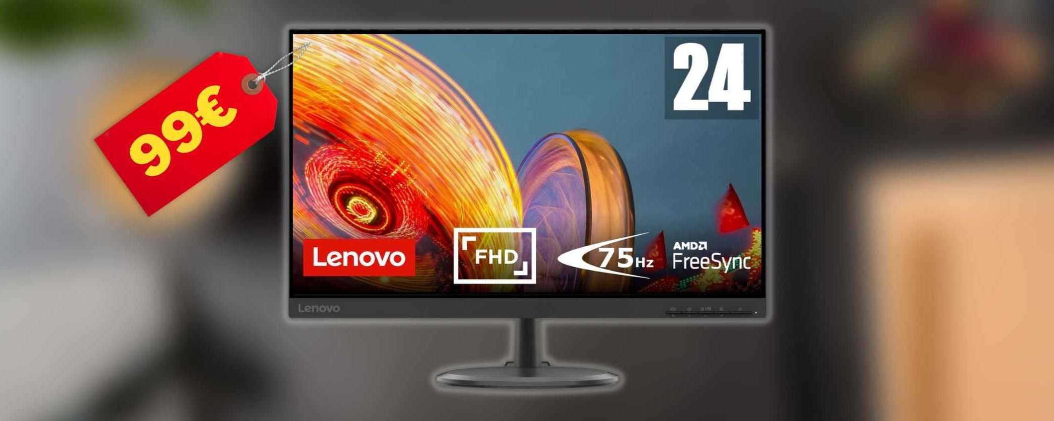 Monitor Lenovo a soli 99€: l'affare è OGGI su Amazon