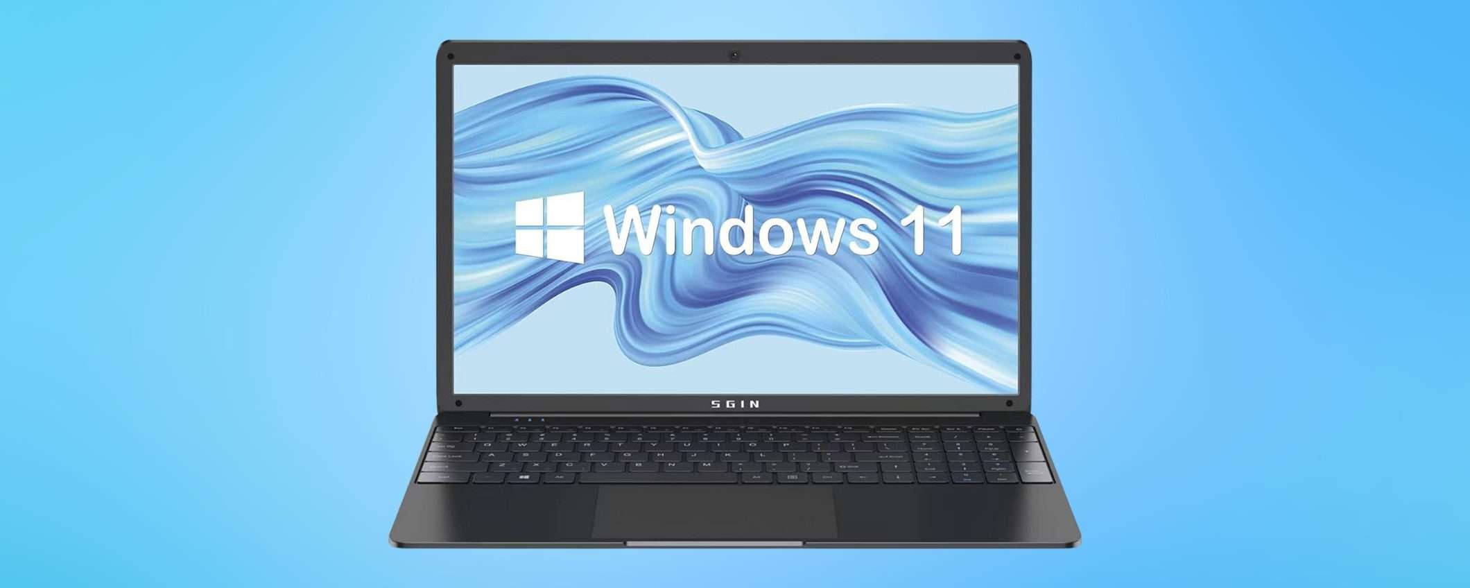 Notebook con W11, 8GB RAM e SSD 256GB: offerta lampo assurda a 259€