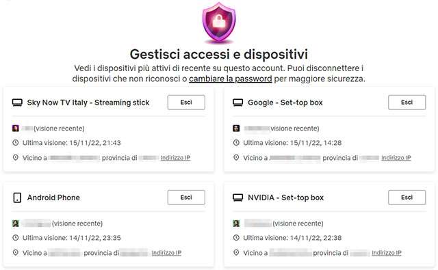 Netflix: la nuova funzionalità Gestisci accessi e dispositivi