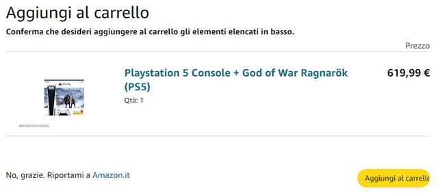 Il bundle con PS5 Standard Edition e God of War Ragnarok su Amazon