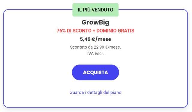 Piano GrowBig SiteGround