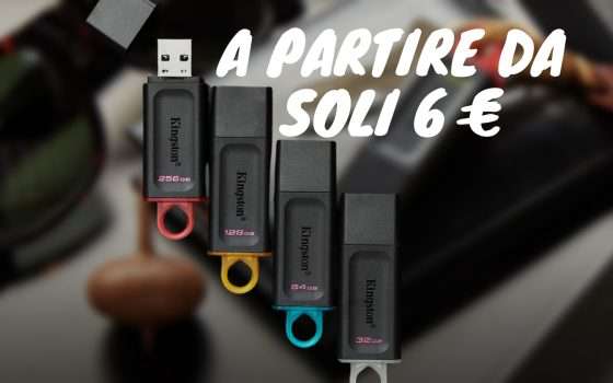 Chiavetta USB Kingston: varie dimensioni da soli 6€