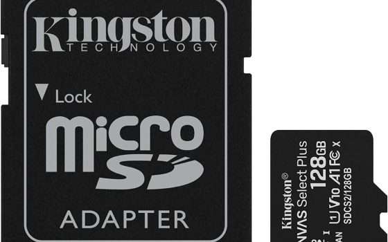 MicroSD Kingston da 128 GB con adattatore a un prezzo MAI VISTO