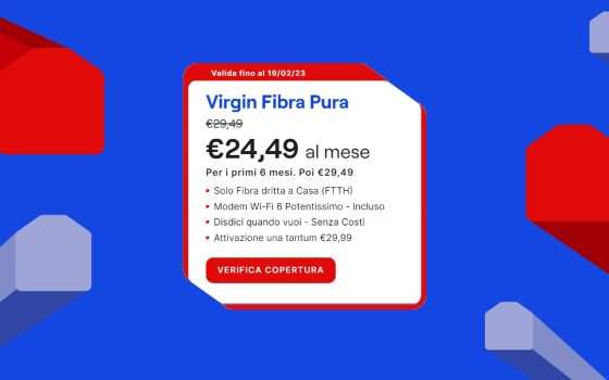 Virgin: FIBRA FTTH a 24,49 euro al mese, 0 VINCOLI