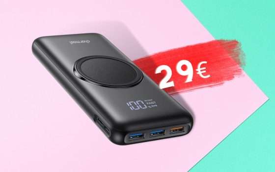 Power Bank 20000mAh con ricarica RAPIDA e WIRELESS, offerta lampo