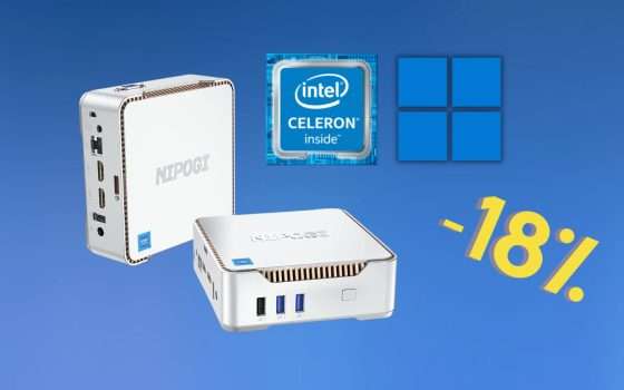 Mini PC con Windows 11, Intel, 16GB RAM, SSD 512GB e doppio sconto