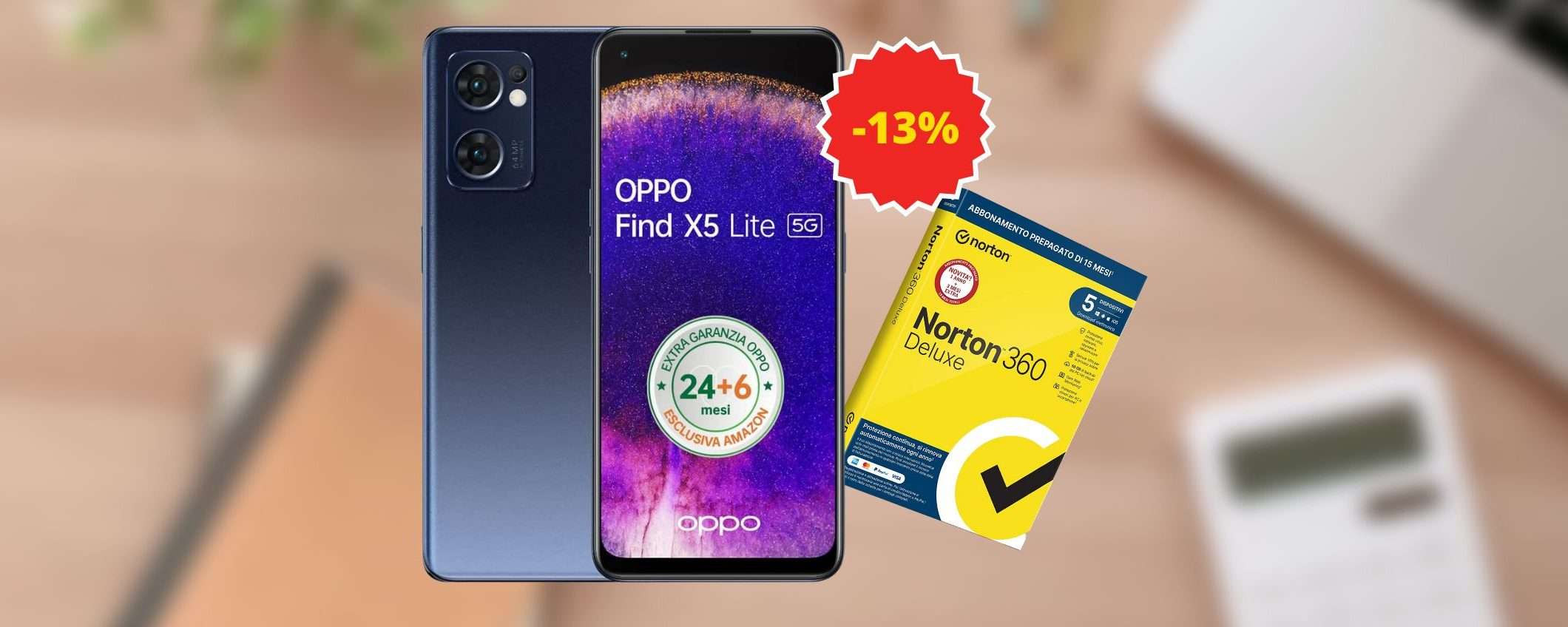 OPPO Find X5 Lite in offerta e hai il 50% di sconto su Norton 360