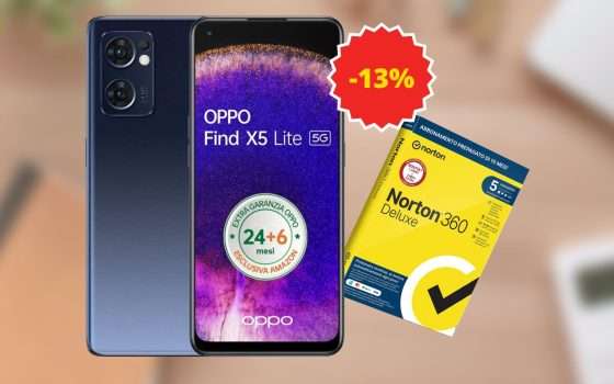 OPPO Find X5 Lite in offerta e hai il 50% di sconto su Norton 360