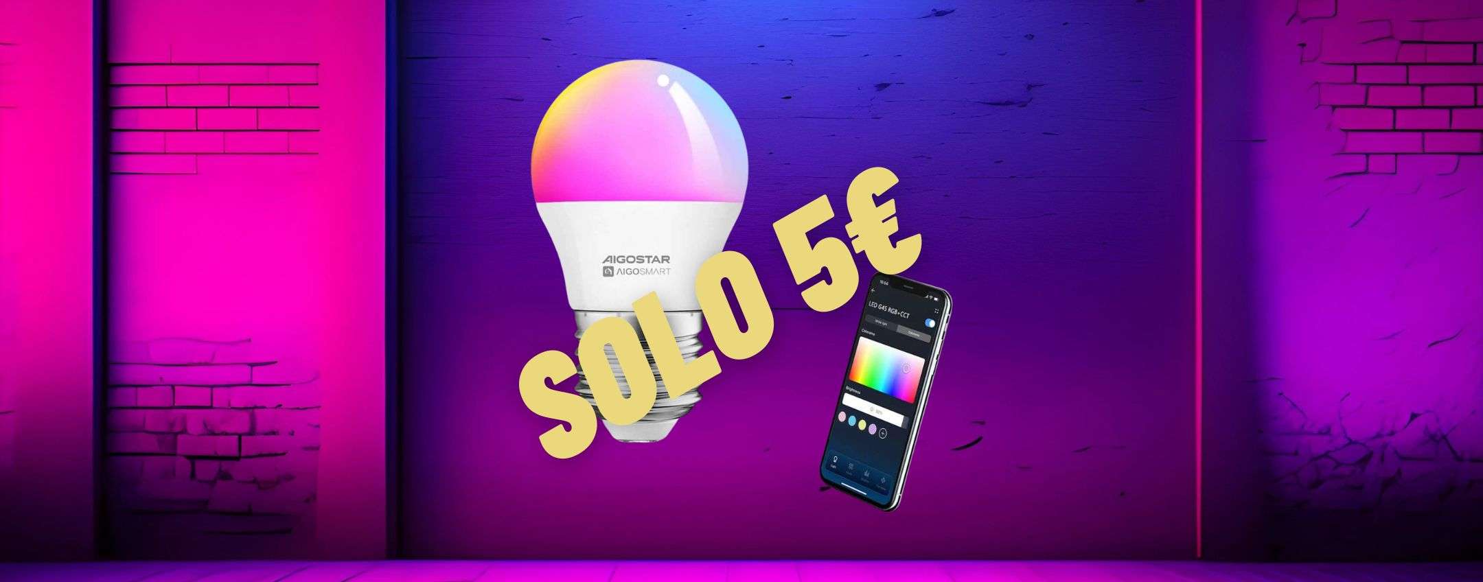 Lampadine Smart E27 compatibili con Alexa: coupon offerta  (-50%)