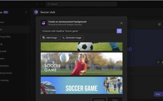 Microsoft Teams: immagini IA con Designer