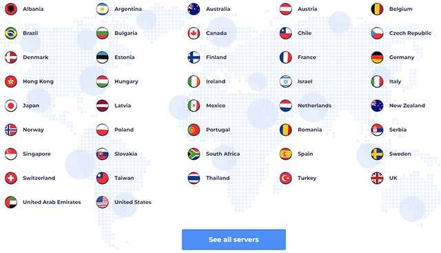 I server di Atlas VPN nel mondo