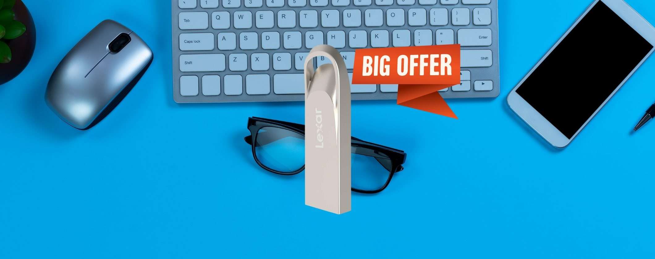 La Chiavetta USB Lexar 64GB in metallo torna in super offerta