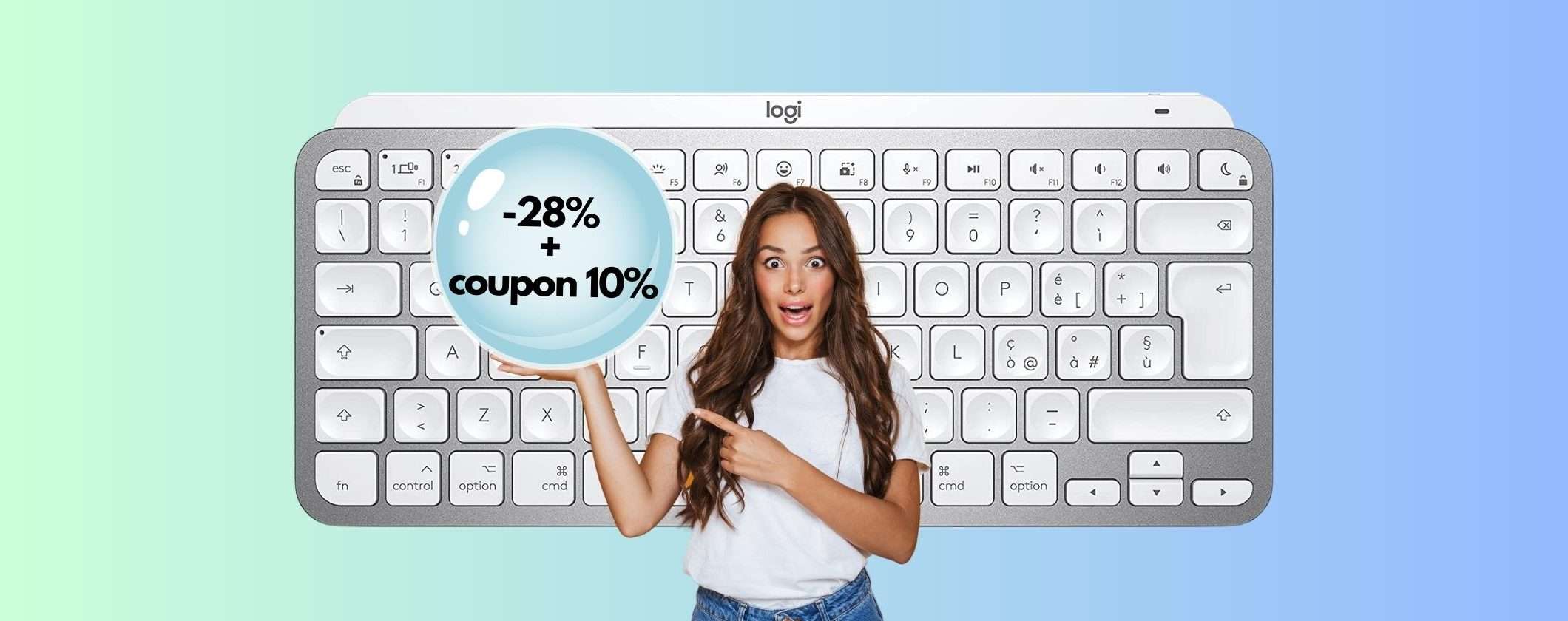 Tastiera Logitech MX Keys Mini: -28% +Coupon 10% su Amazon