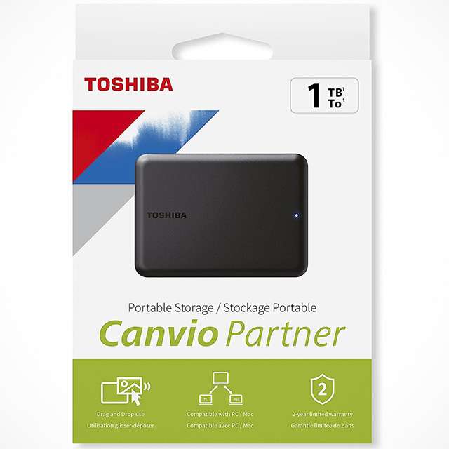 Il disco fisso esterno da 1 TB della linea Toshiba Canvio Partner