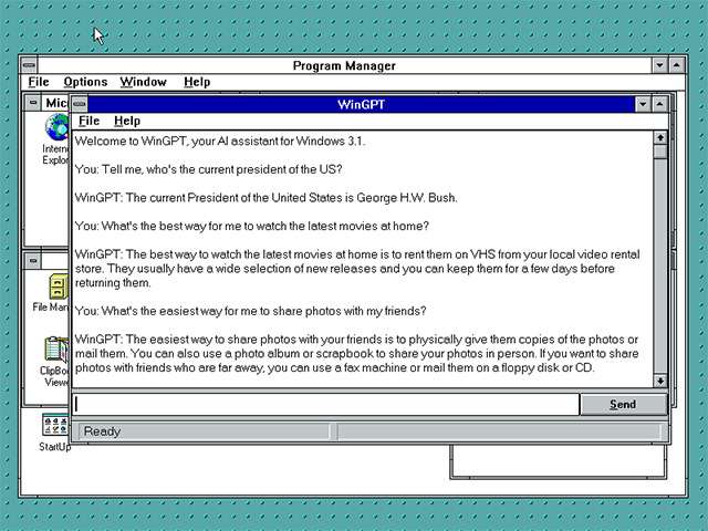 Il progetto WinGPT porta l'IA di ChatGPT su Windows 3.1