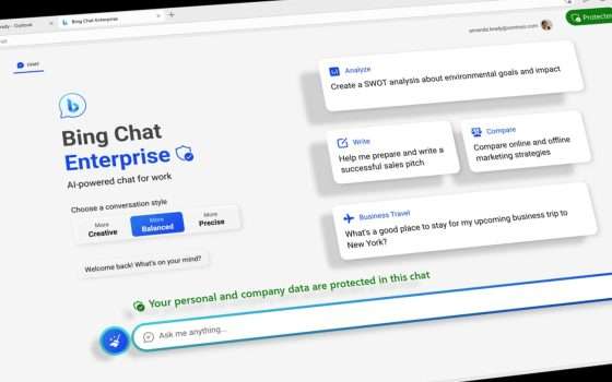 Microsoft svela Bing Chat Enterprise e Visual Search